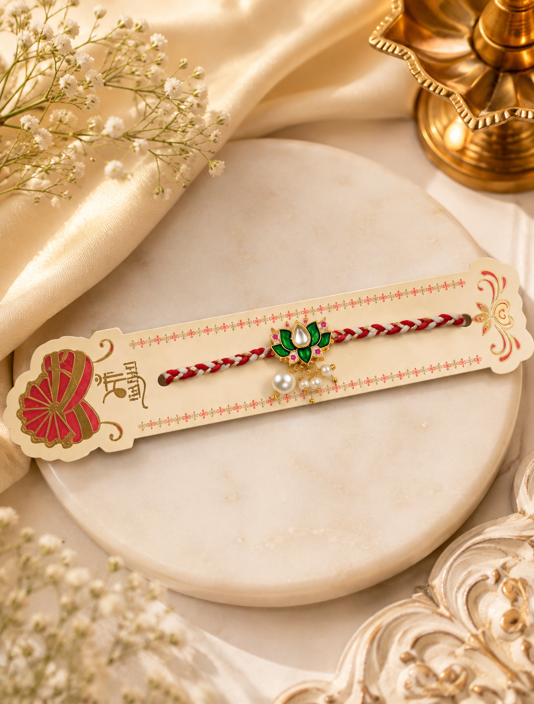 Royal Lotus Rakhi Set