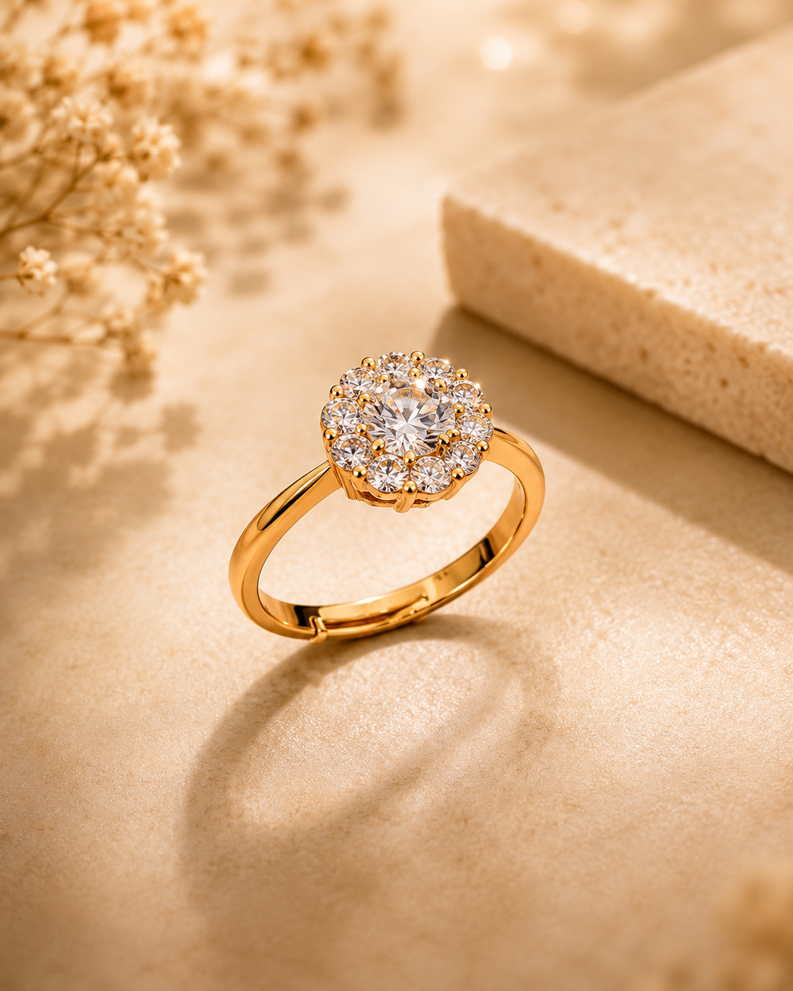 Elegant Zircon Flower Ring