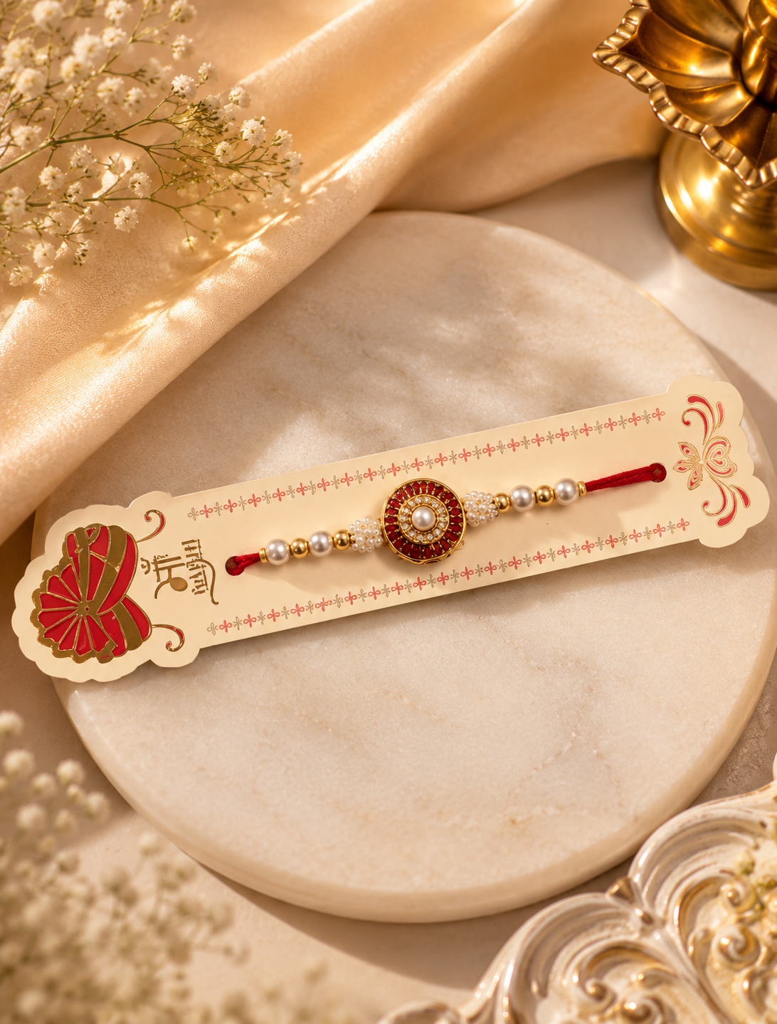 Traditional Pearl Rakhi Pair