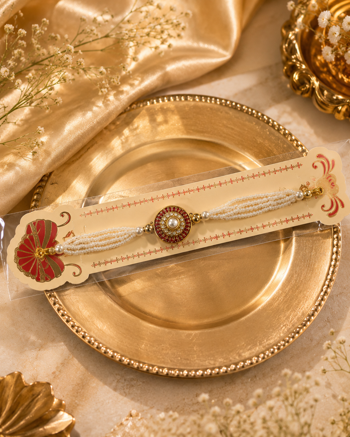 Traditional Pearl Rakhi Pair