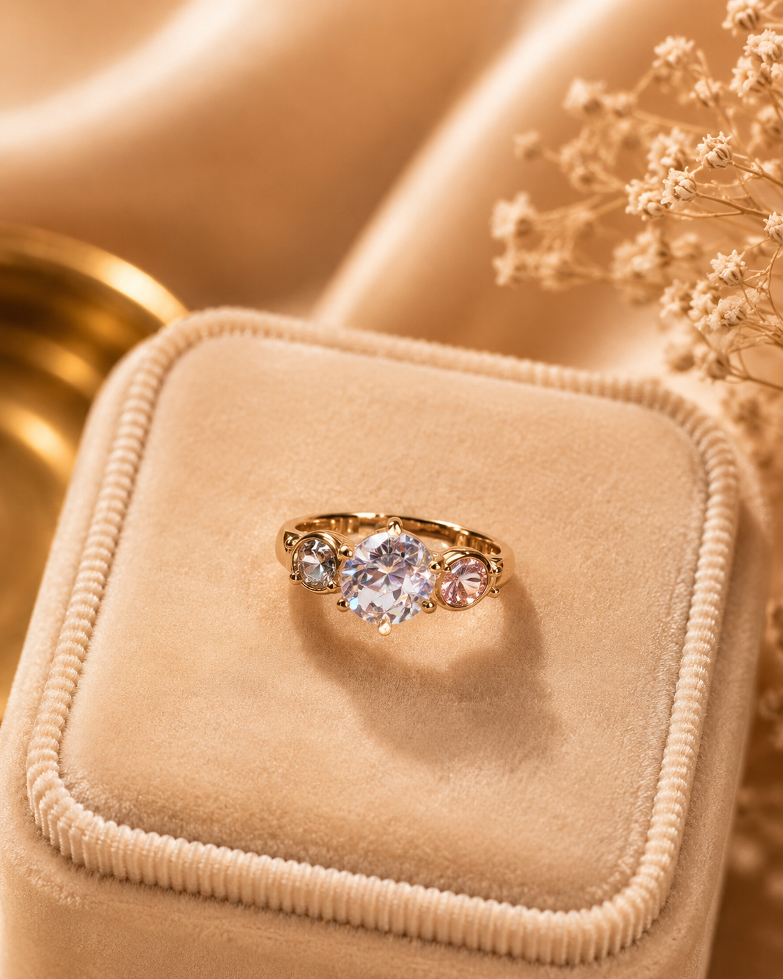 Golden Crystal Statement Ring