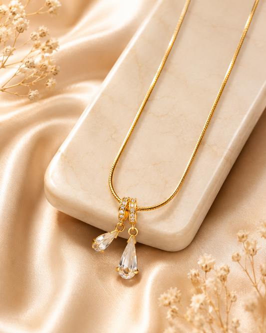 Crystal Teardrop Pendant Necklace