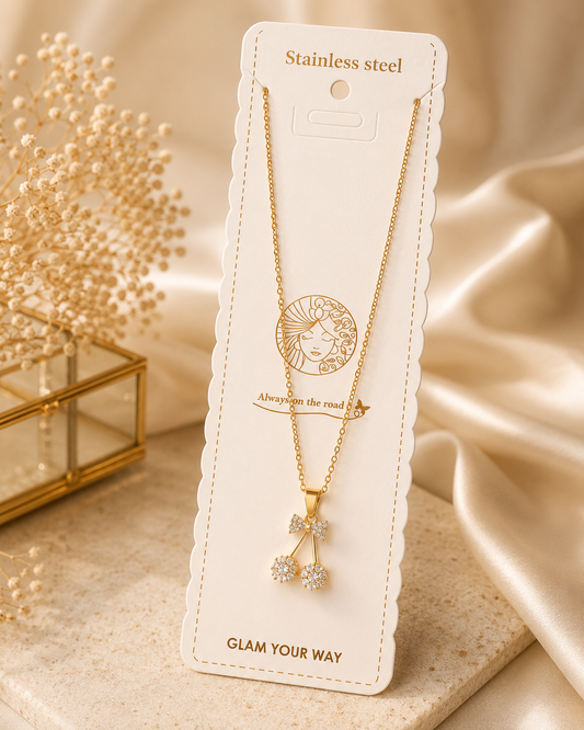 Golden Cherry Charm Necklace