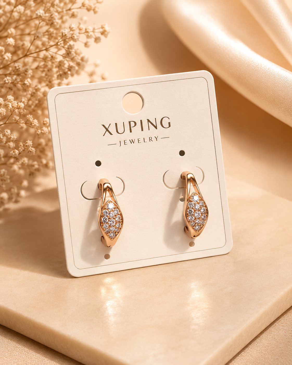 Rose Gold Crystal Hoops