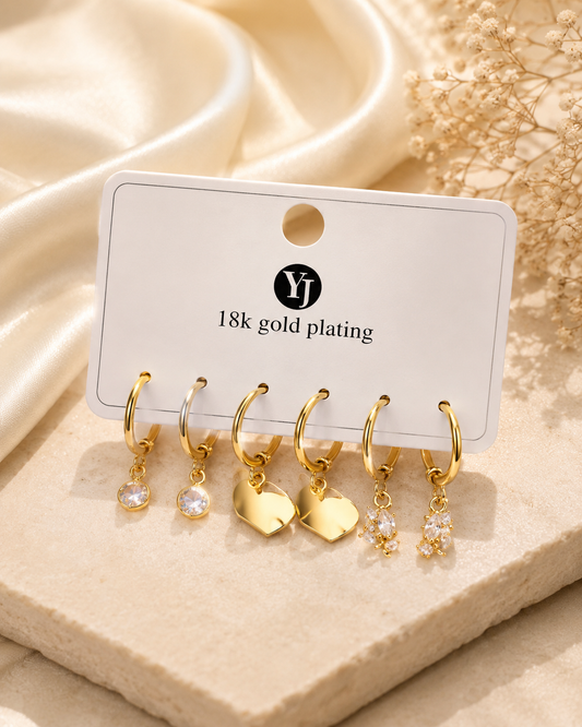 Crystal Heart Hoop Set